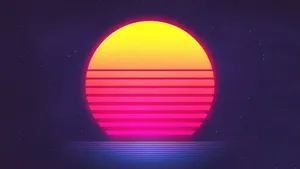 Synthwave Sunset By Sea Wallpaper