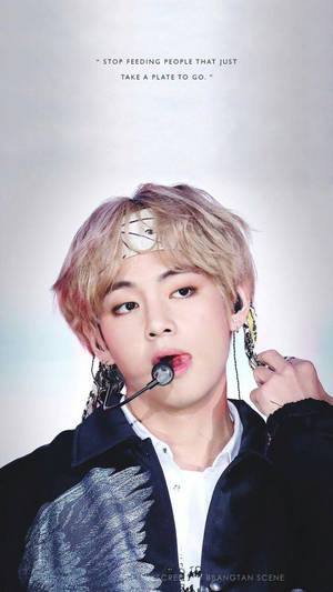 Taehyung Cute Wearing Lapel Mic Wallpaper