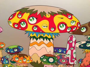 Takashi Murakami Mushrooms 4k Wallpaper