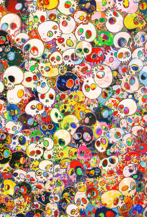 Takashi Murakami Skulls Large 4k Wallpaper