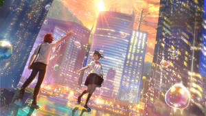 Taki And Mitsuha Anime City Wallpaper