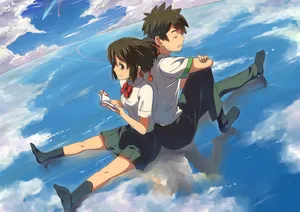 Taki Mitsuha Back-to-back Your Name Anime 2016 Wallpaper