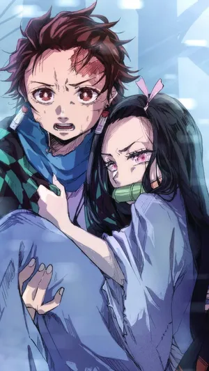 Tanjiro And Crying Nezuko Wallpaper