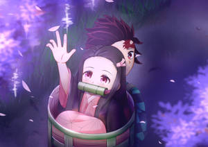 Tanjiro And Nezuko Cute Together Wallpaper