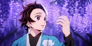 Tanjiro And Wisteria Flowers Wallpaper