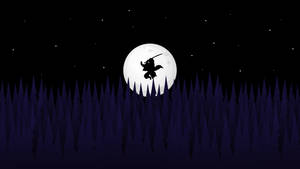 Tanjiro Kamado Jumping Moon Silhouette Wallpaper