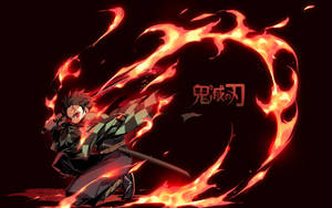 Tanjiro Performing Hinokami Kagura To Defeat The Evil. Wallpaper