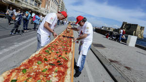 Tasty Longest Pizza Wallpaper