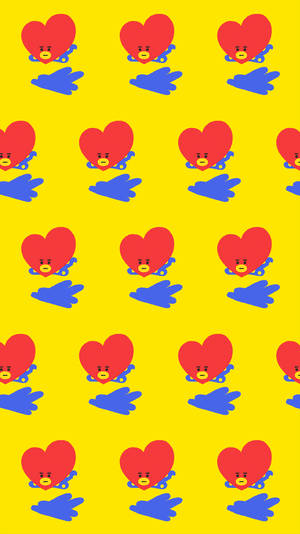 Tata Pattern Bt21 In Yellow Wallpaper