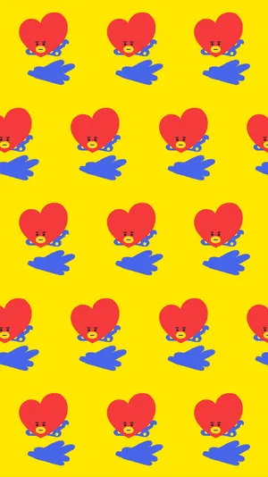 Tata Pattern Bt21 In Yellow Wallpaper