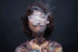 Tattooed Girl Smoking Wallpaper