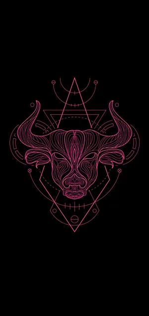 Taurus Zodiac Pink Line Work Wallpaper