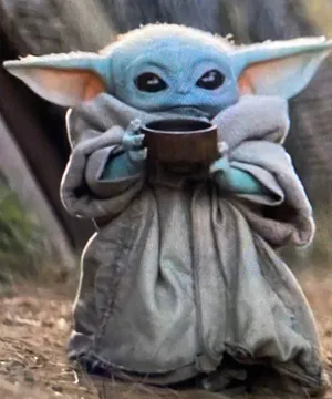 Tea Cup And Baby Yoda Wallpaper