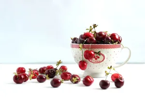 Teacup Of Benton Cherries Wallpaper