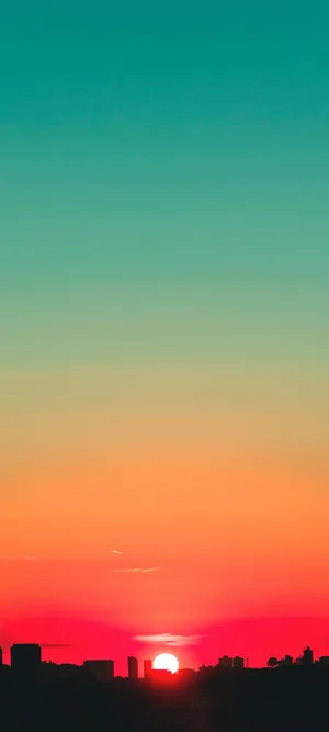 Teal And Red Sunset Sky Wallpaper