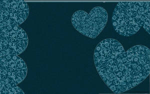 Teal Floral Hearts Cute Desktop Wallpaper