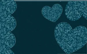 Teal Floral Hearts Cute Desktop Wallpaper