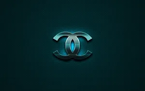 Teal Metallic Chanel Logo Wallpaper