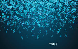 Teal Music Notes In Falling Effect Wallpaper