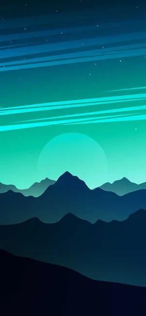 Teal Sky Over Mountains Ios 16 Wallpaper