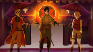 Team 7 In Uchiha Clan's House Wallpaper