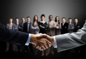 Team Behind Handshake Wallpaper