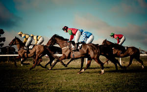 Team Horse Riders In Horse Racing Wallpaper