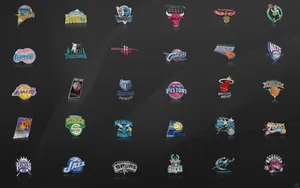 Team Nba Logos On Matte Steel Background Wallpaper