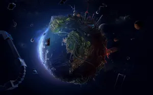 Technology Planet Earth Art Wallpaper