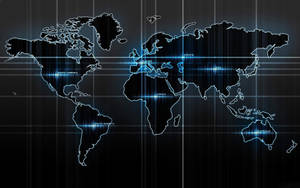 Technology World Map Outline Wallpaper