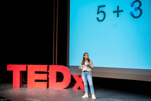 Tedx Talks Stage With A Big Screen Wallpaper