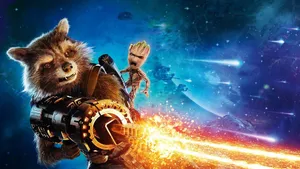 Teen Groot With Rocket Raccoon Wallpaper