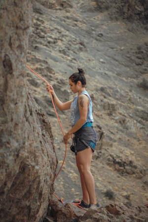 Teenage Girl About To Rappel Wallpaper