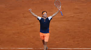 Tennis Player Victory Celebration Clay Court Wallpaper