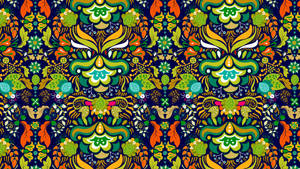 Textile Ornament Green Pattern Folk Art Wallpaper