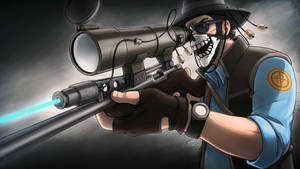 Tf2 Sniper On Black Background Wallpaper