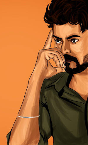 Thalapathy Hd Orange Art Wallpaper