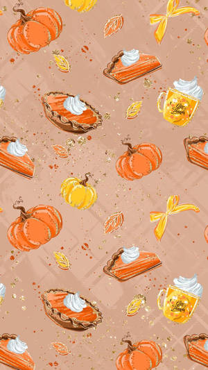 Thanksgiving Aesthetic Pumpkin Pie Pattern Wallpaper