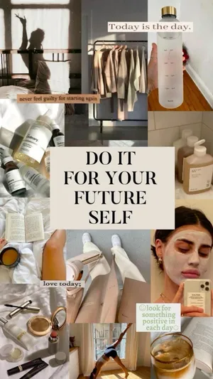 That Girl Aesthetic Skin Care Collage Wallpaper