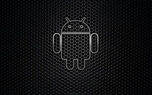 The Android Robot Stands Surrounded By A Hexagonal Mesh Wallpaper