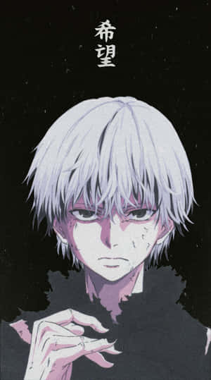 The Anime Character With White Hair And A Black Background Wallpaper
