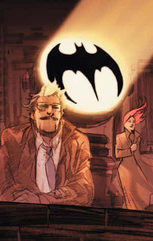 The Bat Signal Shining Brightly In The Dark Night Sky Wallpaper