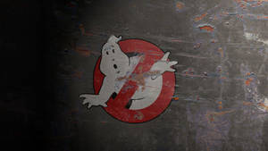 The Damaged Logo Of The Iconic Film Ghostbusters Wallpaper