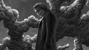 The Dark Knight Greyscale Joker Art Wallpaper