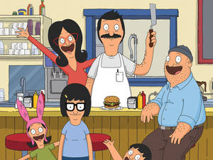 The Delightful Belcher Family And Teddy From Bob's Burgers Wallpaper