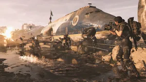 The Division 2 Gunfight In Airplane Wallpaper