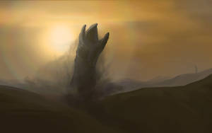 The Enormous Sandworm Surfacing From Arrakis Desert In Dune Wallpaper