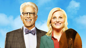 The Good Place Michael And Eleanor On Blue Sky Wallpaper