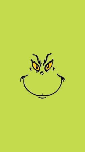 The Grinch Face On A Green Background Wallpaper
