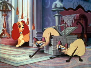 The Iconic Spaghetti Scene From Lady And The Tramp Wallpaper